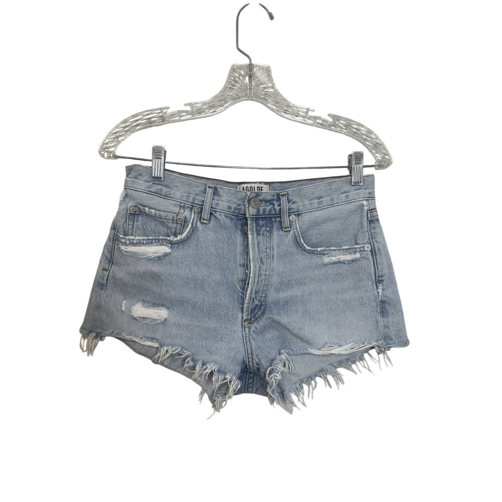 AGOLDE Parker Vintage Cut Off Distressed Denim Shorts Light Wash 25 A026H-811
